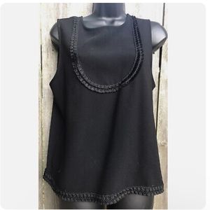 NWOT Womens Ann Taylor Summer Blouse Tassel Sleeveless Tank Top Black - Size M